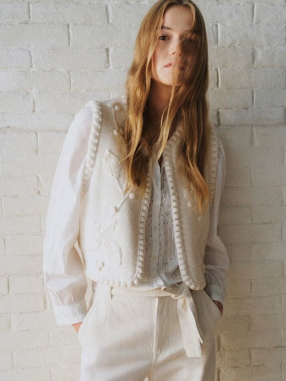 Sezane Sea NY Nate Cardigan Vest in Ecru Small - Picture 2 of 6